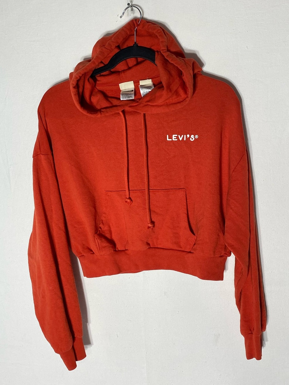 Levi’s Orange Cropped Logo Pullover Hoodie Size S
